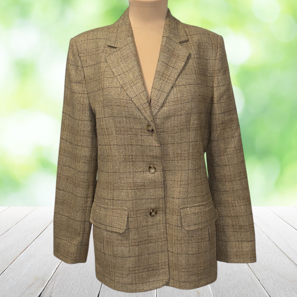 Vintage TALBOTS Wool Tweed Blazer Jacket Italian Fabric Plaid Made in USA Sz 10 - Picture 13 of 13